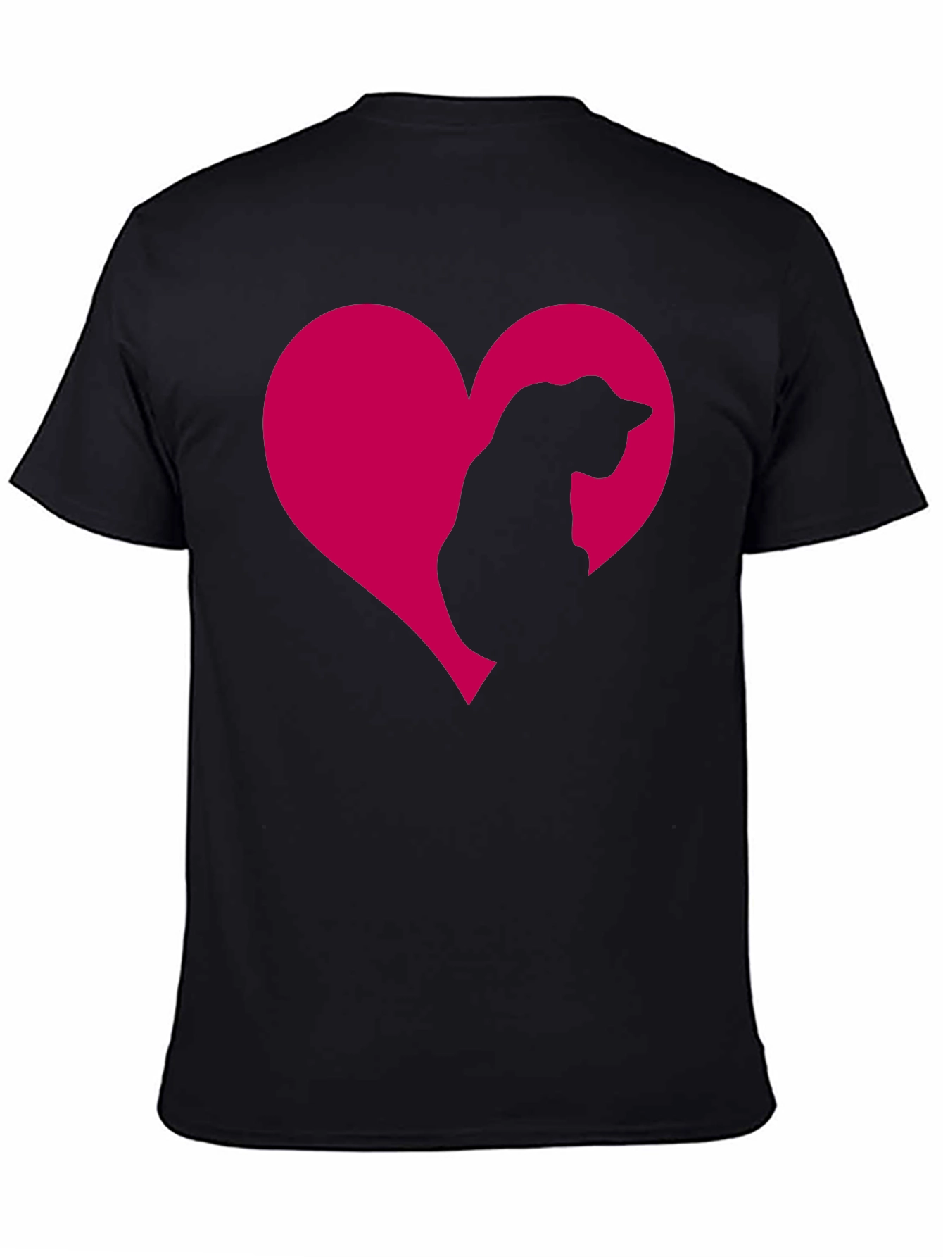 Black Cat Heart Tee - Adorable Feline Love T-Shirt view 4