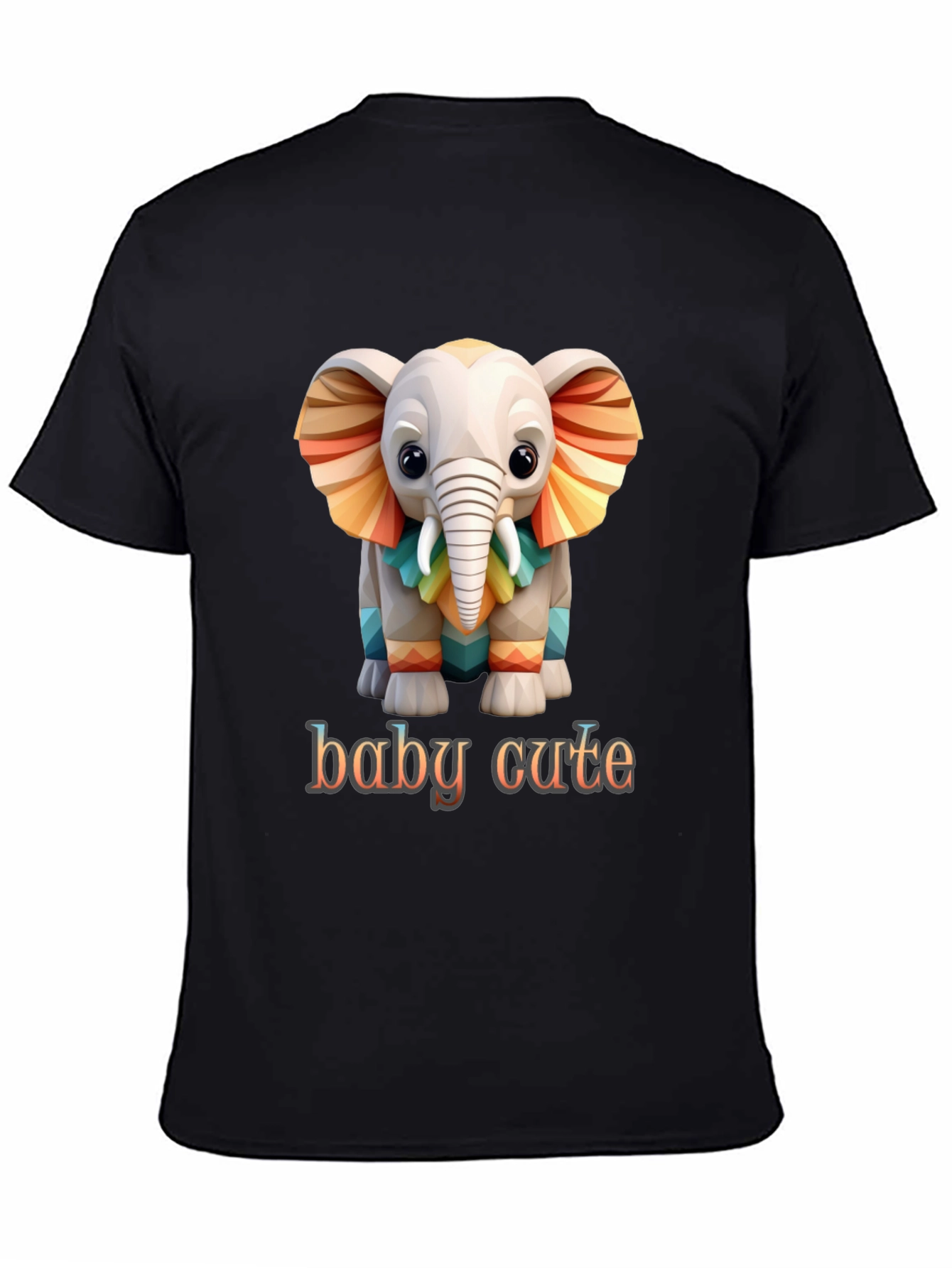 Black Cute Baby Elephant Graphic Tee - Soft Cotton Comfort view 4
