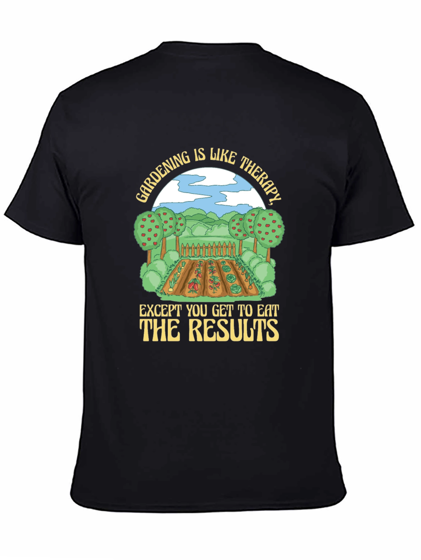 Black Gardening is Like Therapy T-Shirt view 4