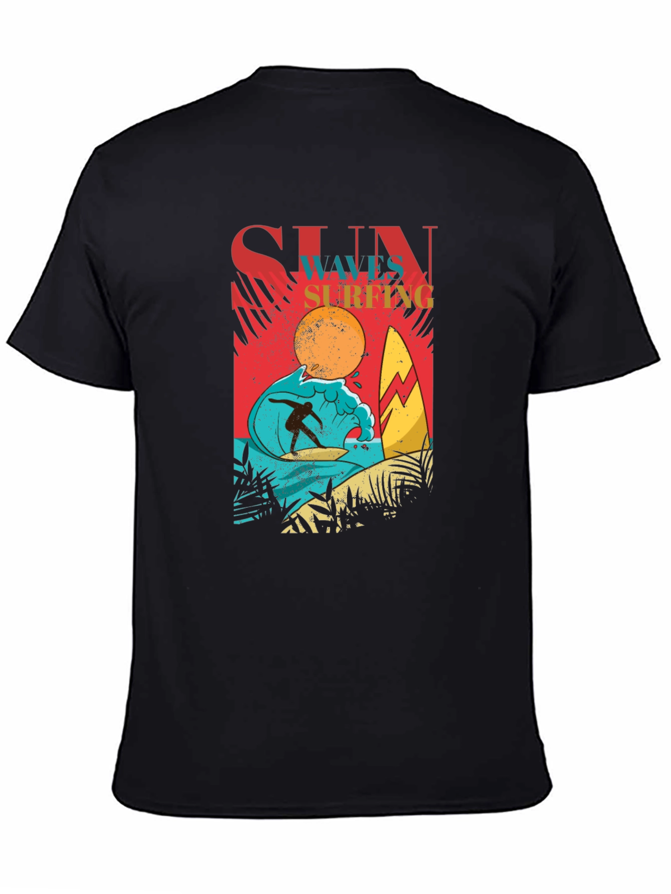 Black Surf's Up Graphic Tee - Black Cotton T-Shirt view 4