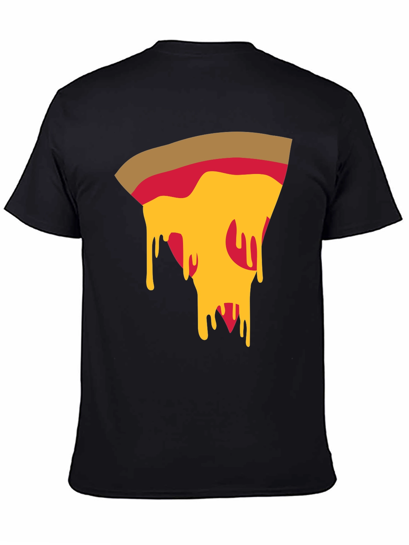 Black Pizza Slice Graphic Tee - Casual Black T-Shirt view 4