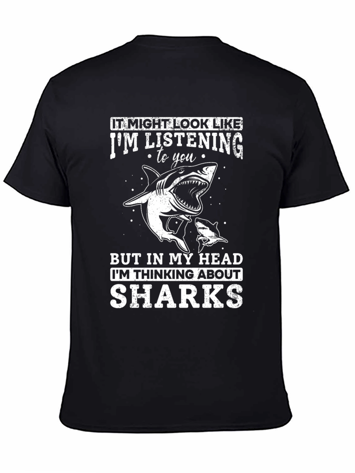 Black Shark Lover T-Shirt - Listening vs. Thinking view 4