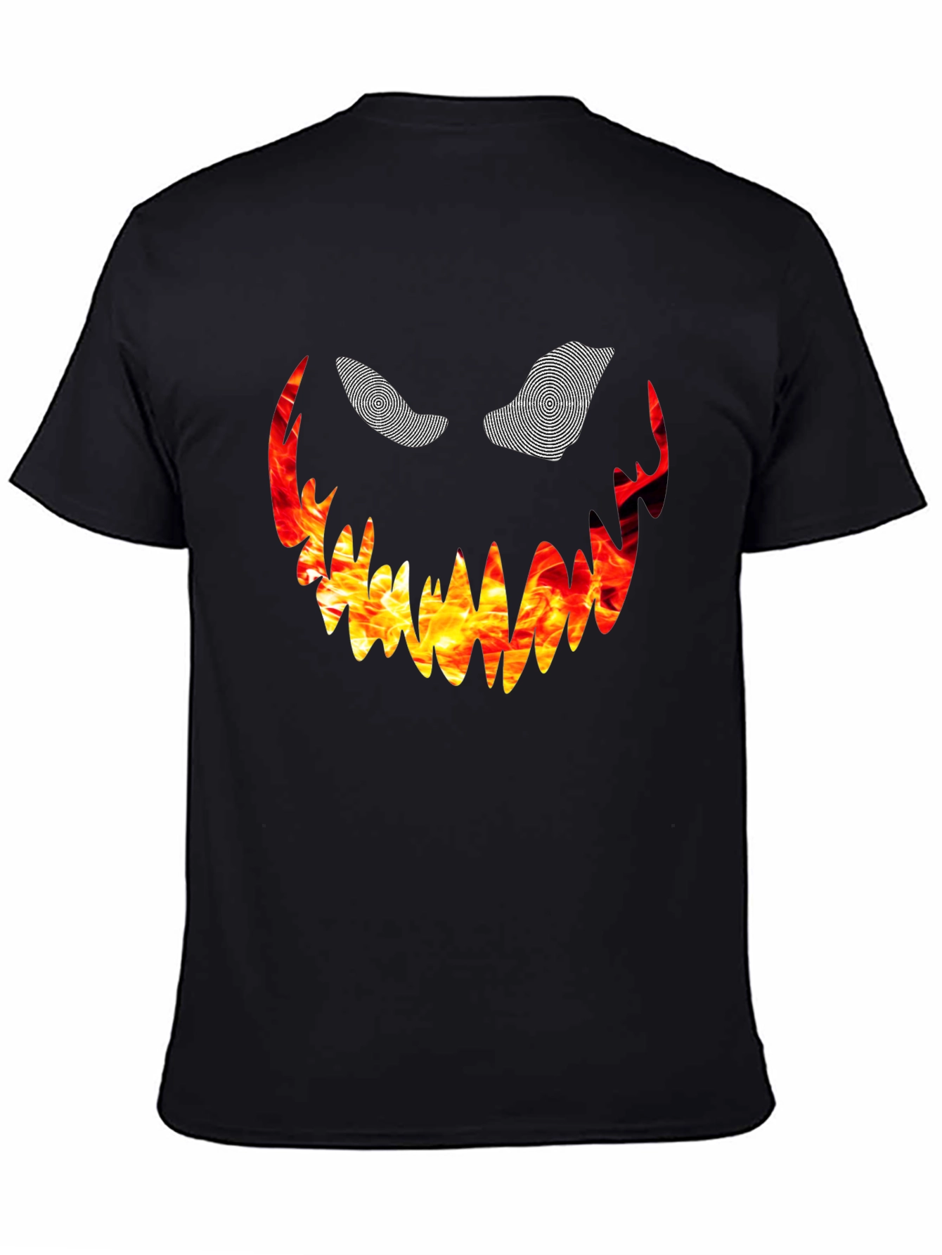 Black Fiery Monster Face Graphic Tee - Black view 4