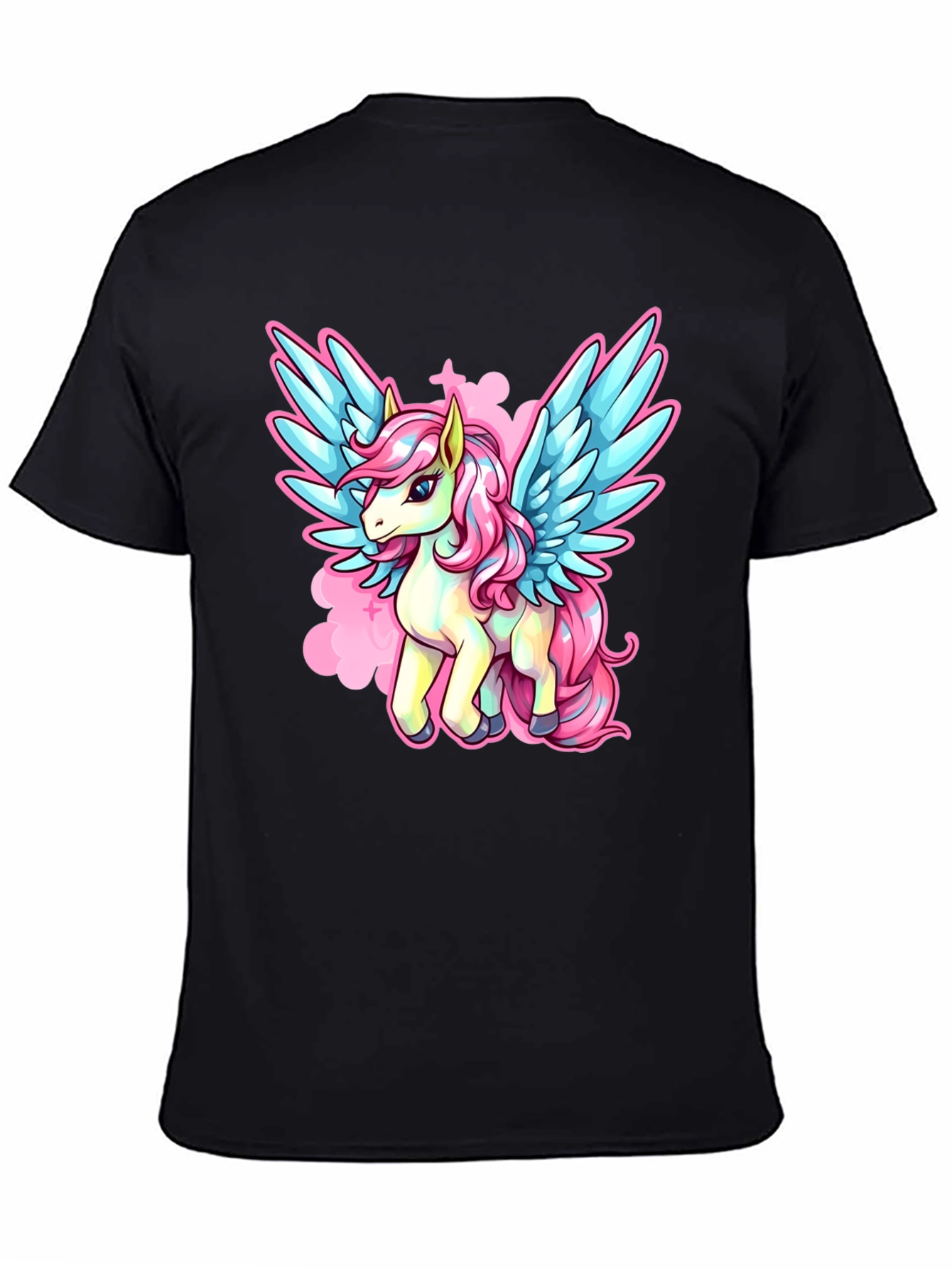Black Unicorn Pegasus Graphic T-Shirt view 4