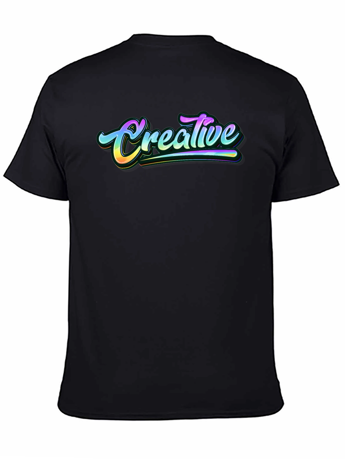 Black Creative Graphic T-Shirt - Black Cotton Tee view 4