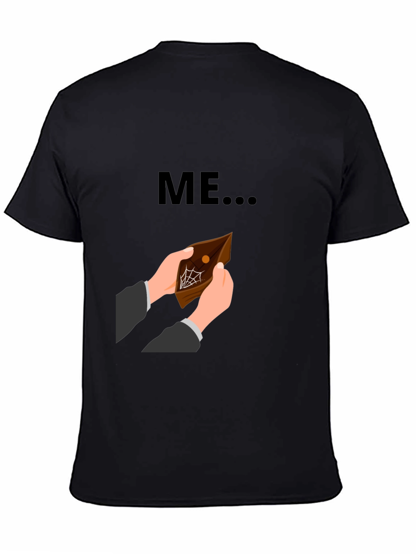 Black Funny 'ME' Empty Wallet Graphic T-Shirt view 4