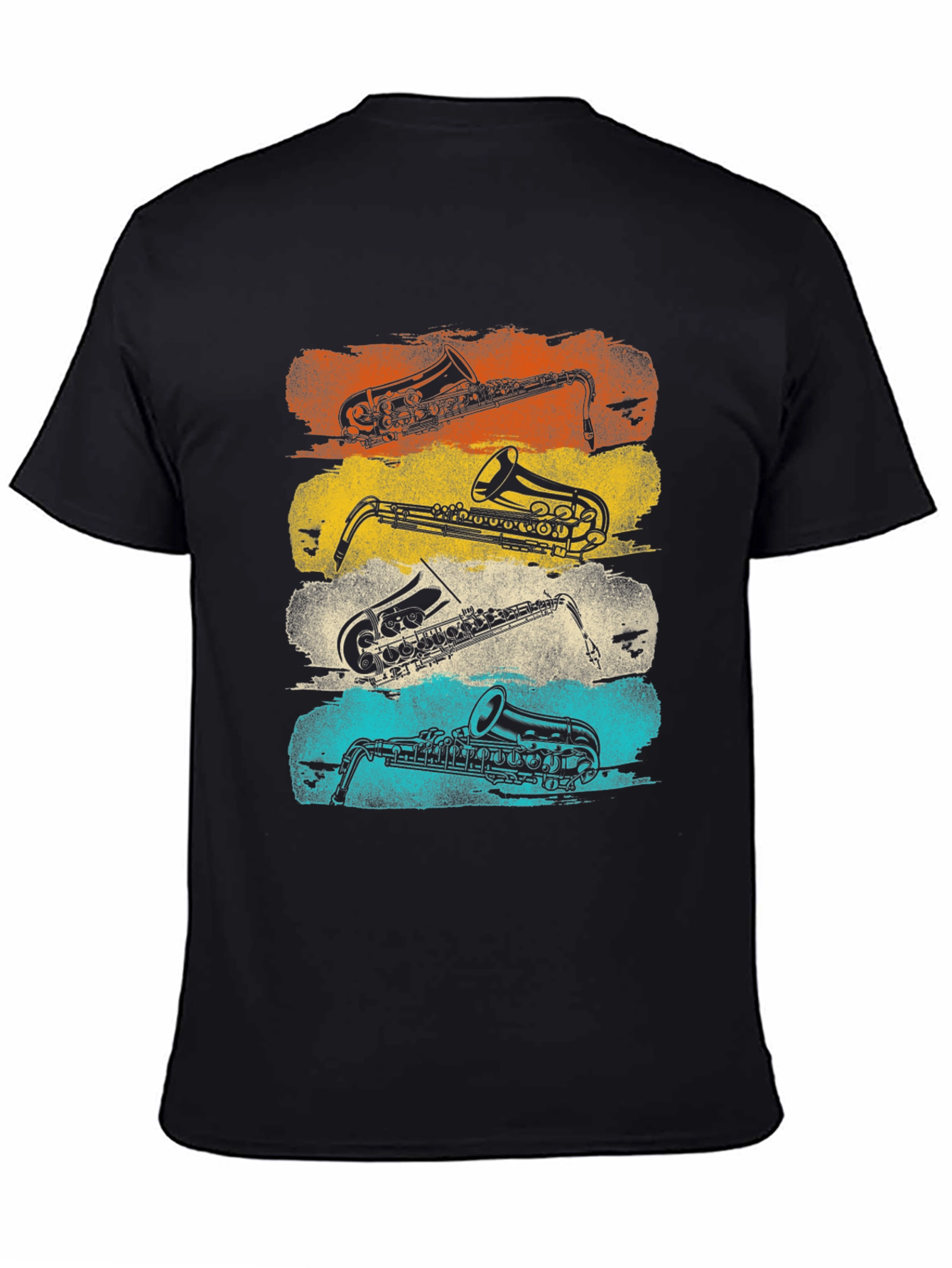 Black Saxophone T-Shirt - Retro Musical Design view 4