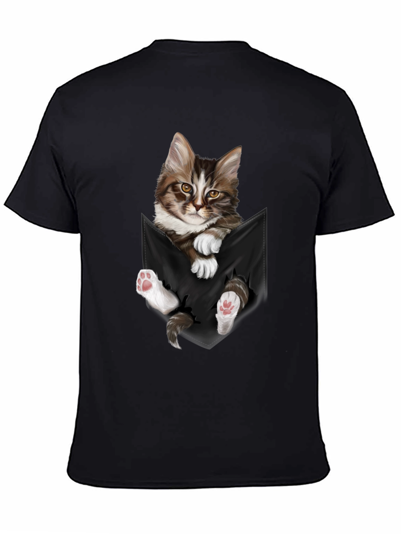 Black Cat Pocket T-Shirt - Novelty Animal Tee view 4