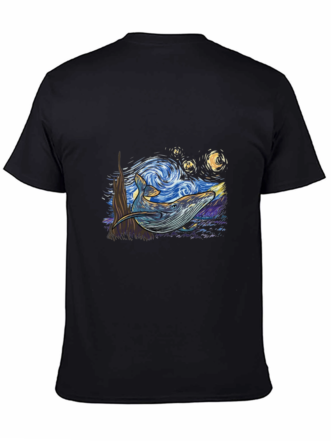 Black Starry Whale Tee - Artistic Graphic Print view 4
