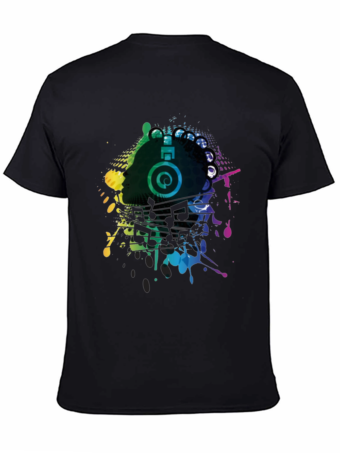 Black Vibrant Music Headphone Graphic Tee - Black view 4