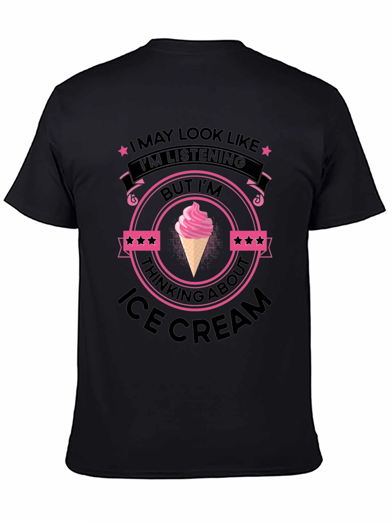Black Ice Cream Minded Black T-Shirt view 4
