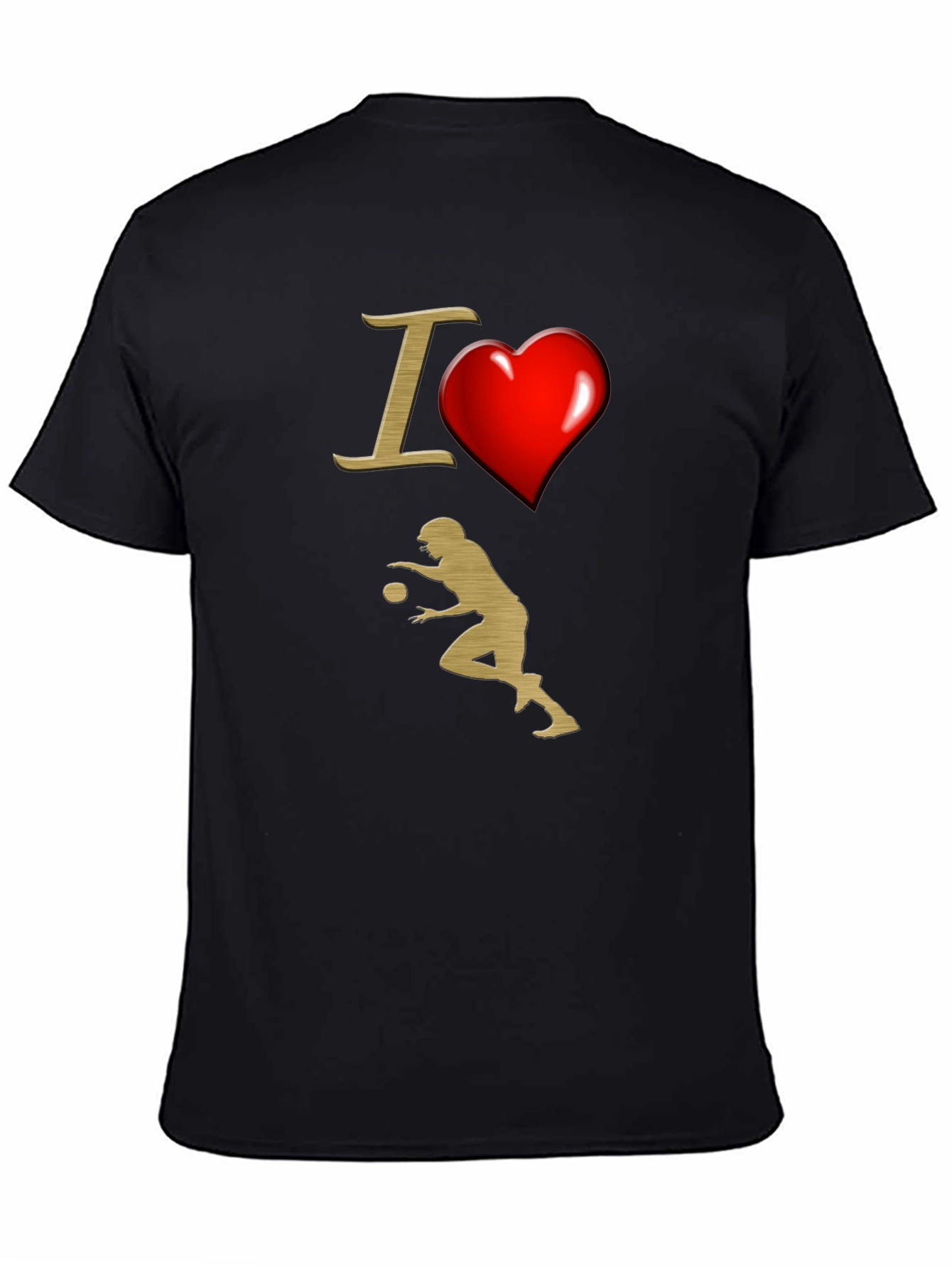Black I Love Football Graphic Tee - Soft Cotton view 4