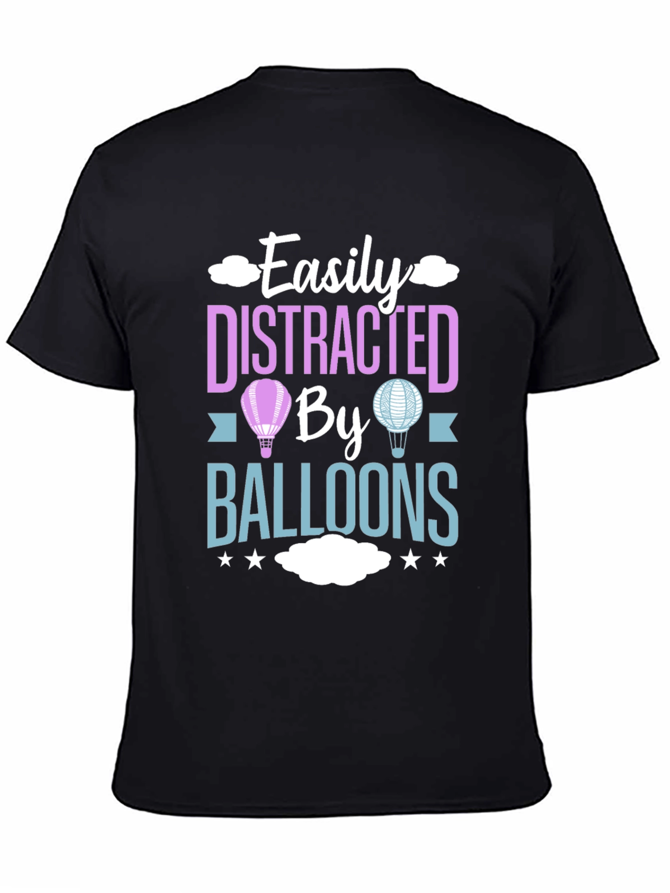 Black Easily Distracted By Balloons T-Shirt view 4