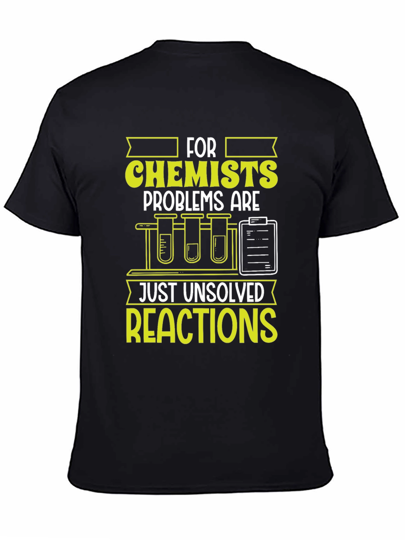 Black Chemist T-Shirt: Unsolved Reactions Science Tee view 4
