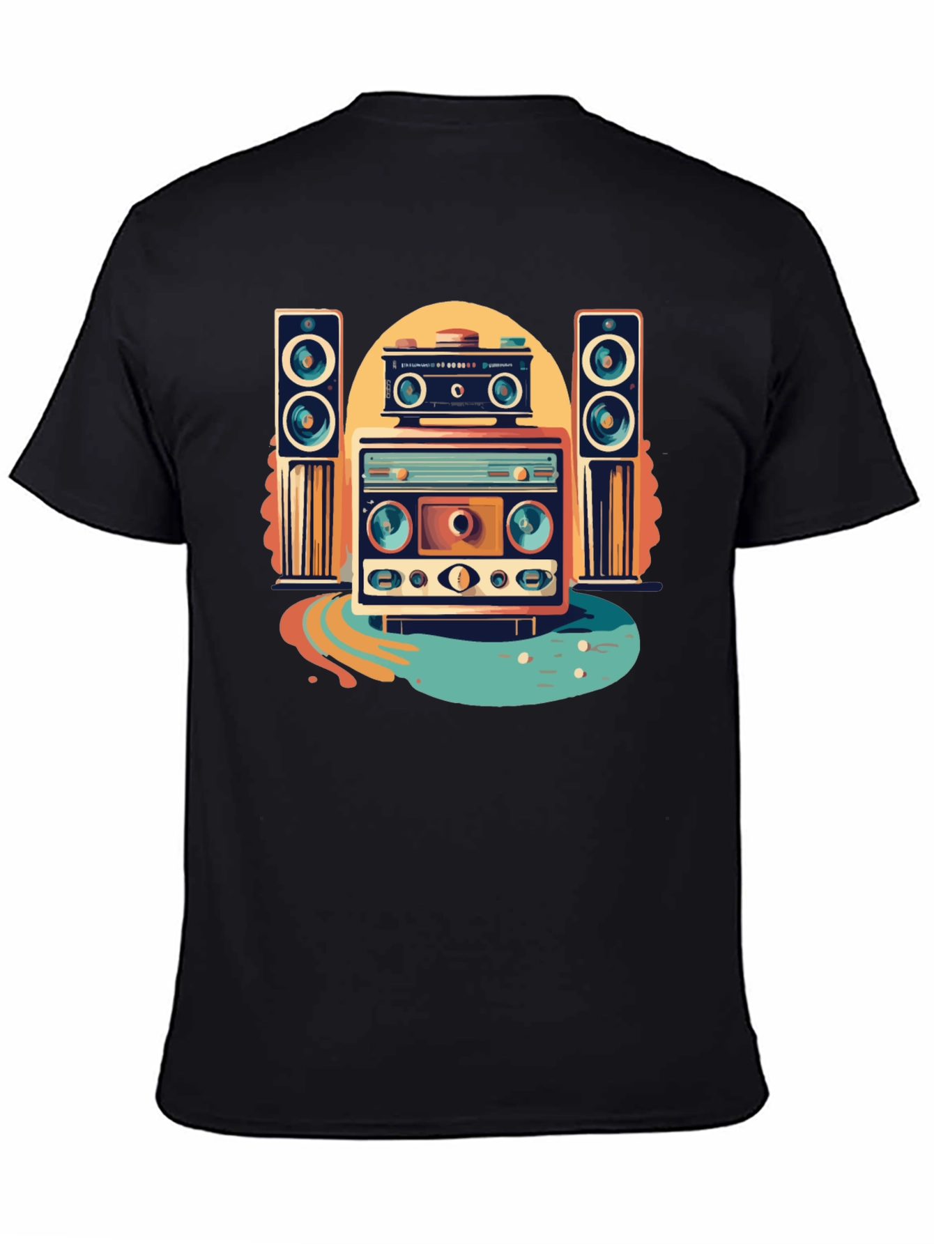 Black Retro Music Graphic Tee view 4