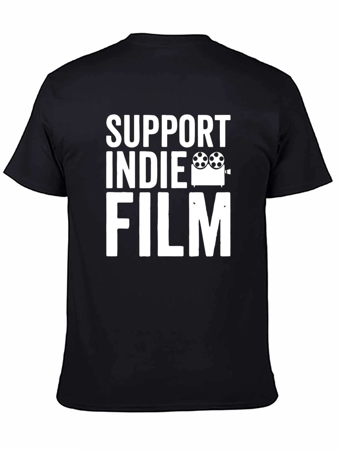 Black Support Indie Film Graphic Tee - Black Cotton T-Shirt view 4