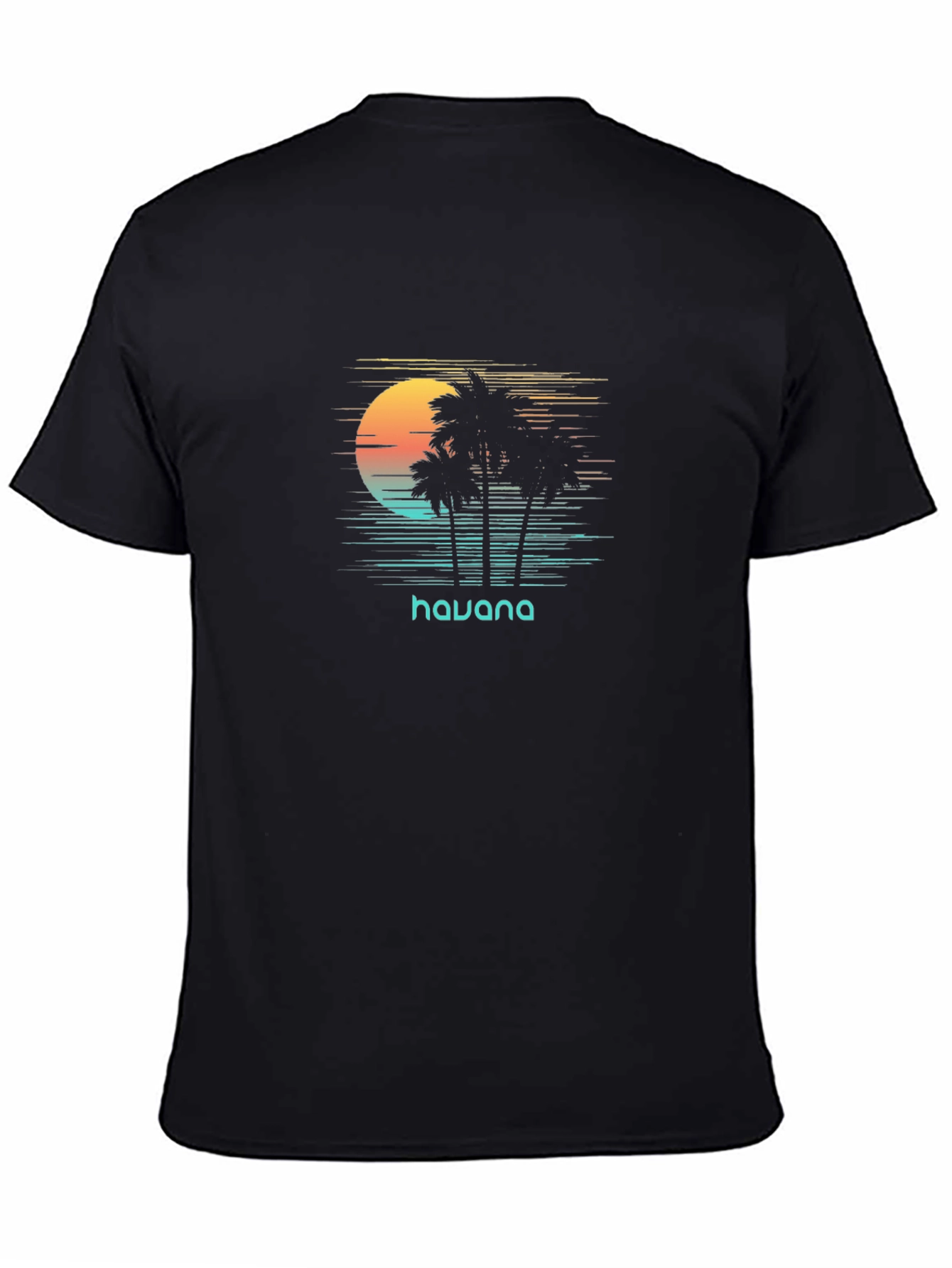 Black Retro Havana Palm Tree Graphic T-Shirt view 4