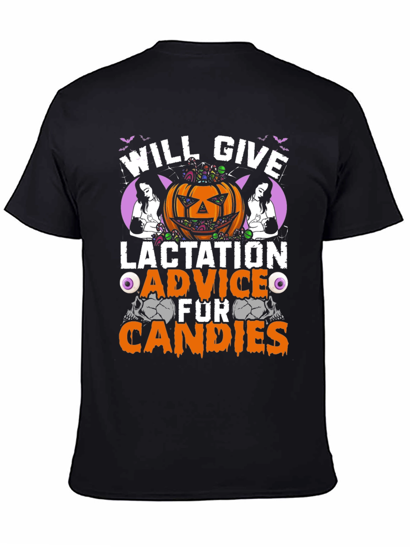 Black Lactation Advice for Candies Halloween T-Shirt view 4