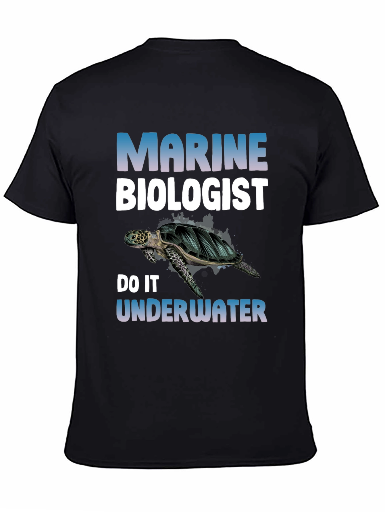 Black Marine Biologist Turtle Graphic Tee view 4