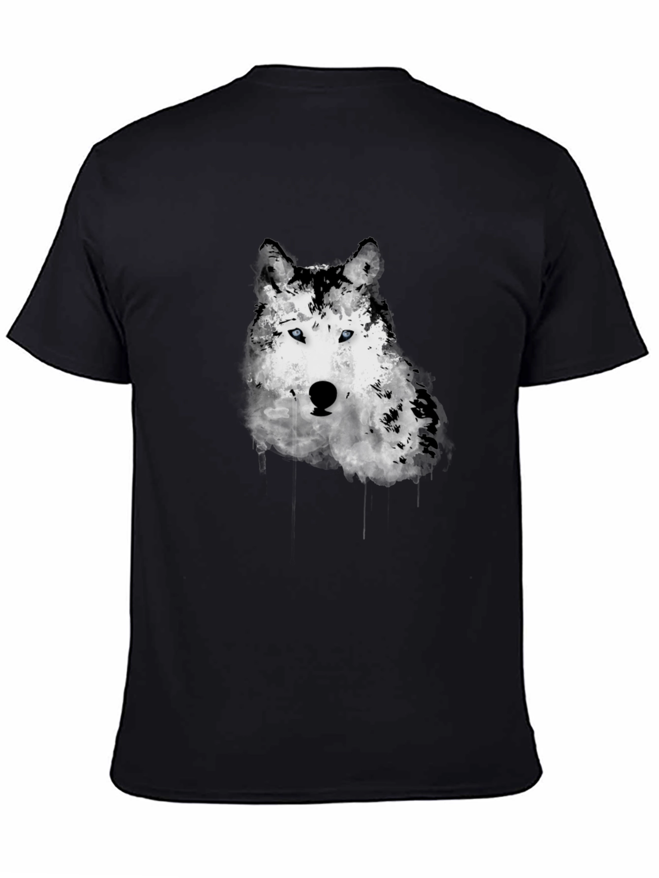 Black Wolf Graphic Print Men's Black T-Shirt view 4