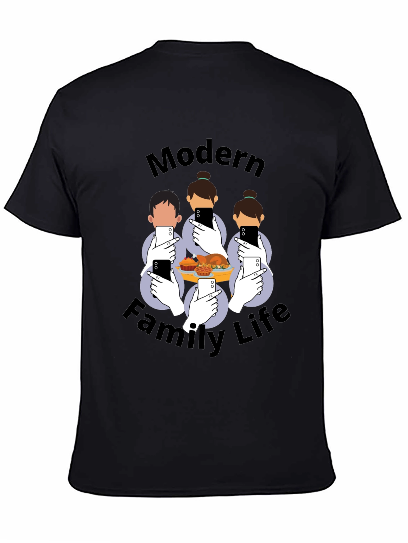 Black Modern Family Life T-Shirt - Social Media Thanksgiving Tee view 4