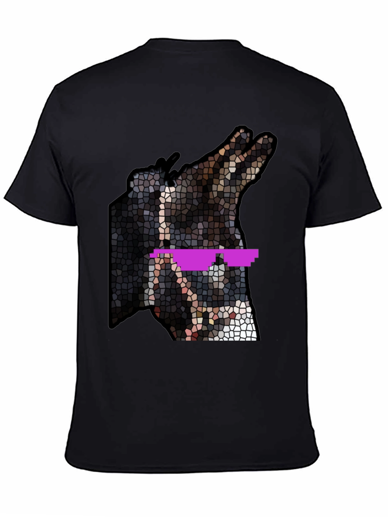 Black Cool Dog Mosaic T-Shirt view 4