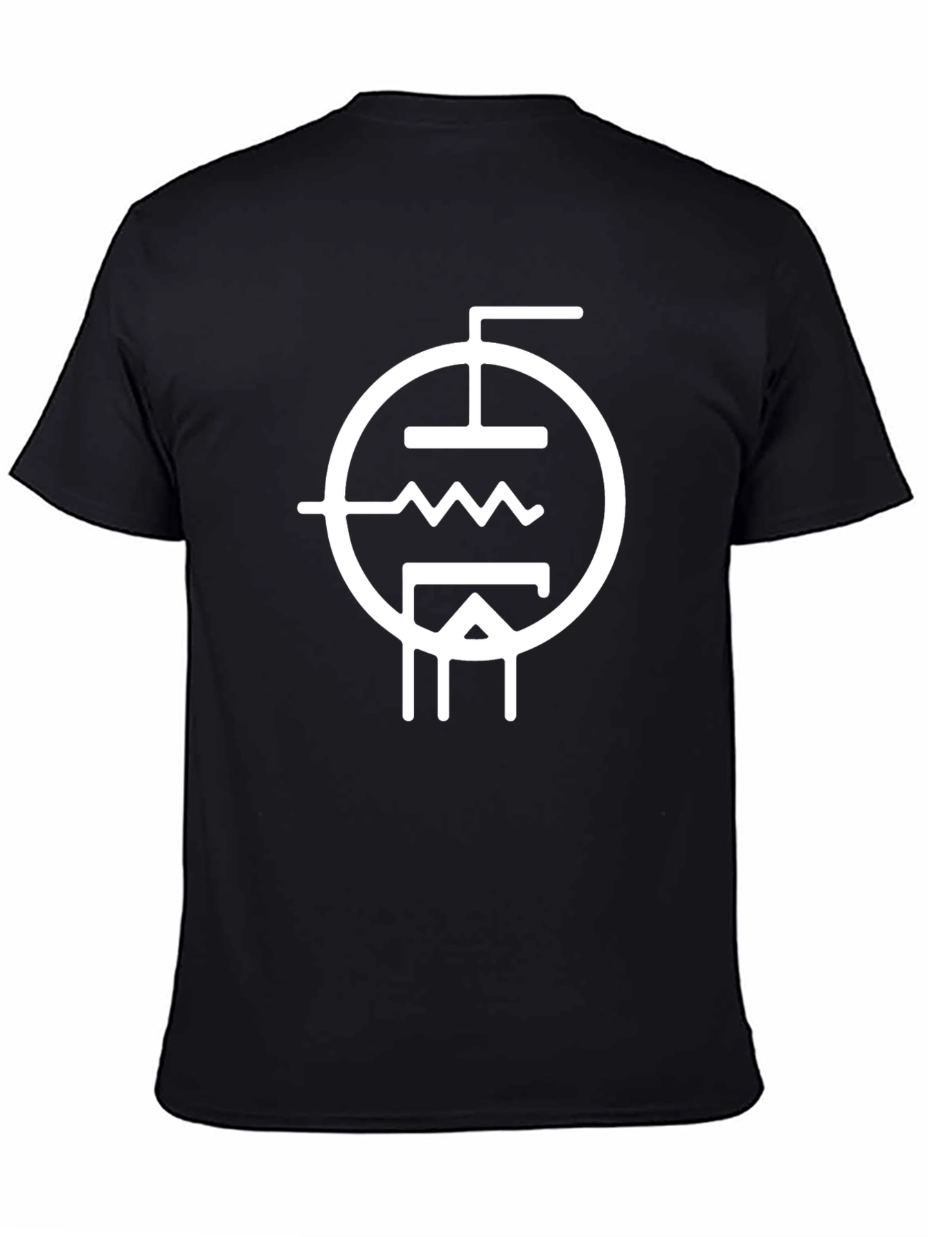 Black Vacuum Tube Symbol T-Shirt - Black Cotton Tee view 4