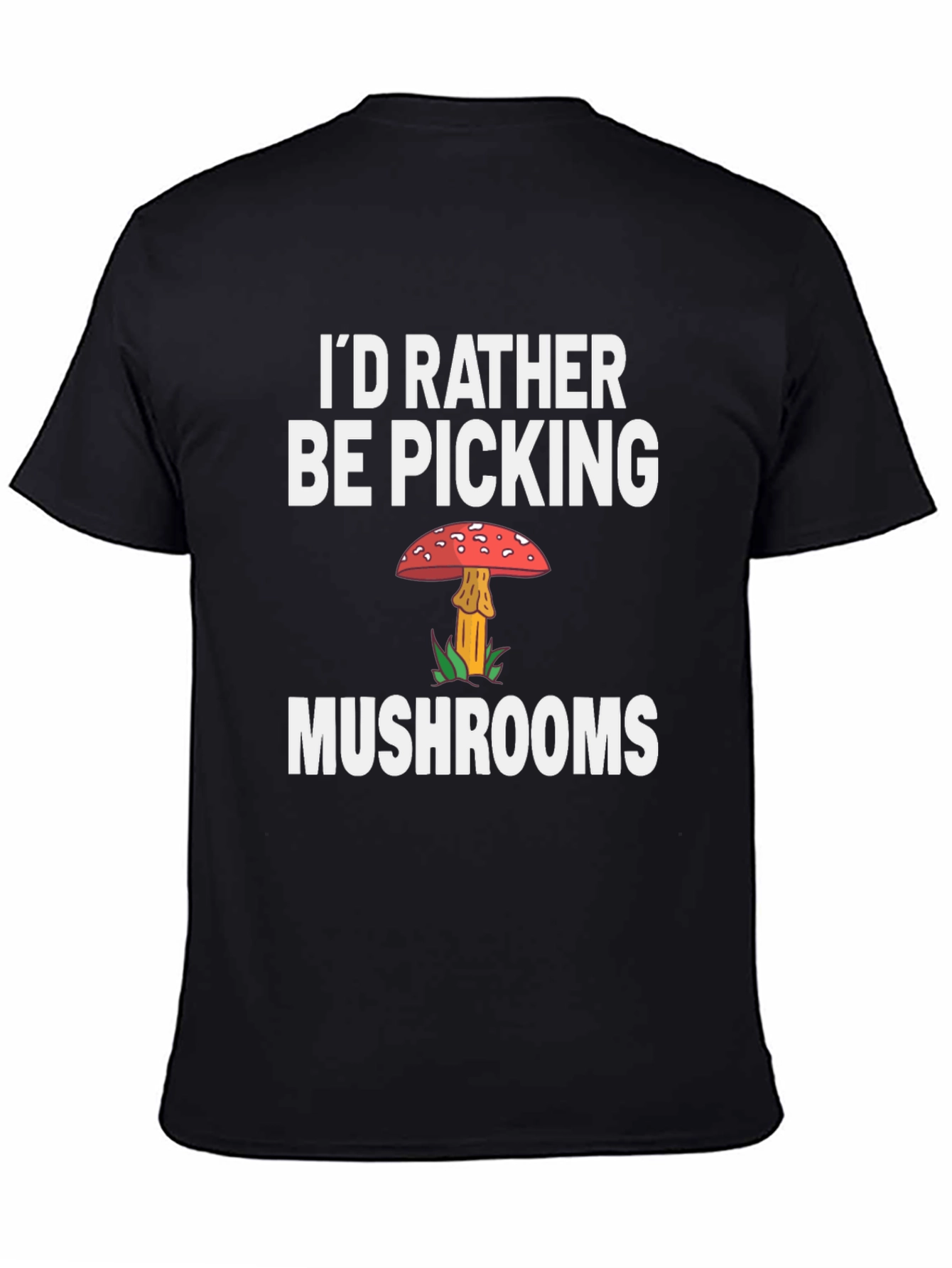 Black Mushroom Picker Graphic Tee - Novelty Shirt view 4
