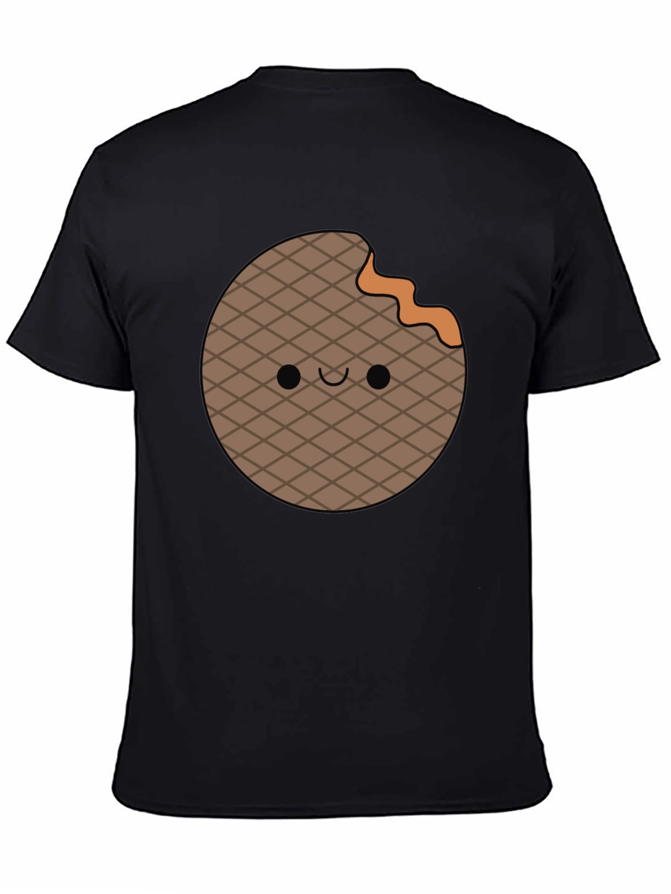 Black Cute Waffle Bite T-Shirt - Fun Foodie Apparel view 4