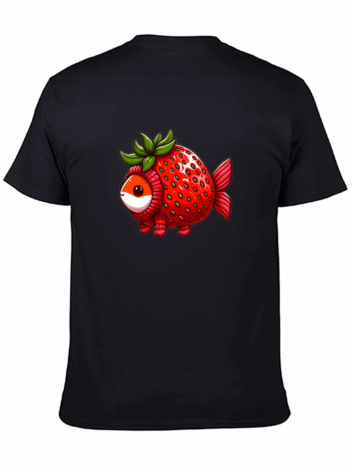 Black Strawberry Fish T-Shirt - Unique Graphic Tee view 4