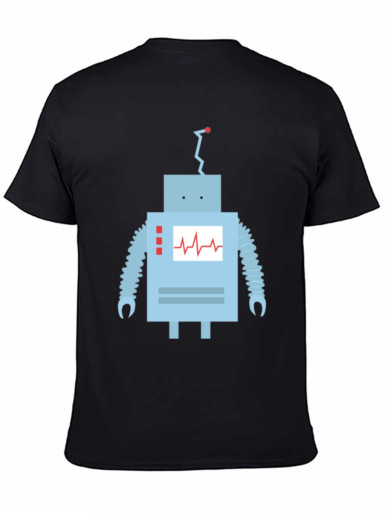 Black Robot Graphic T-Shirt - Black Cotton Blend Tee view 4