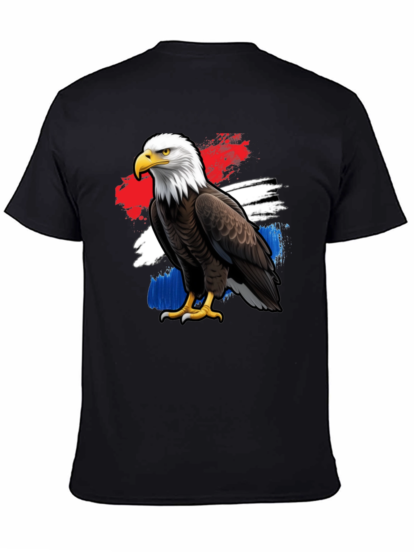 Black Patriotic Eagle Graphic Tee - Black Crew Neck T-Shirt view 4