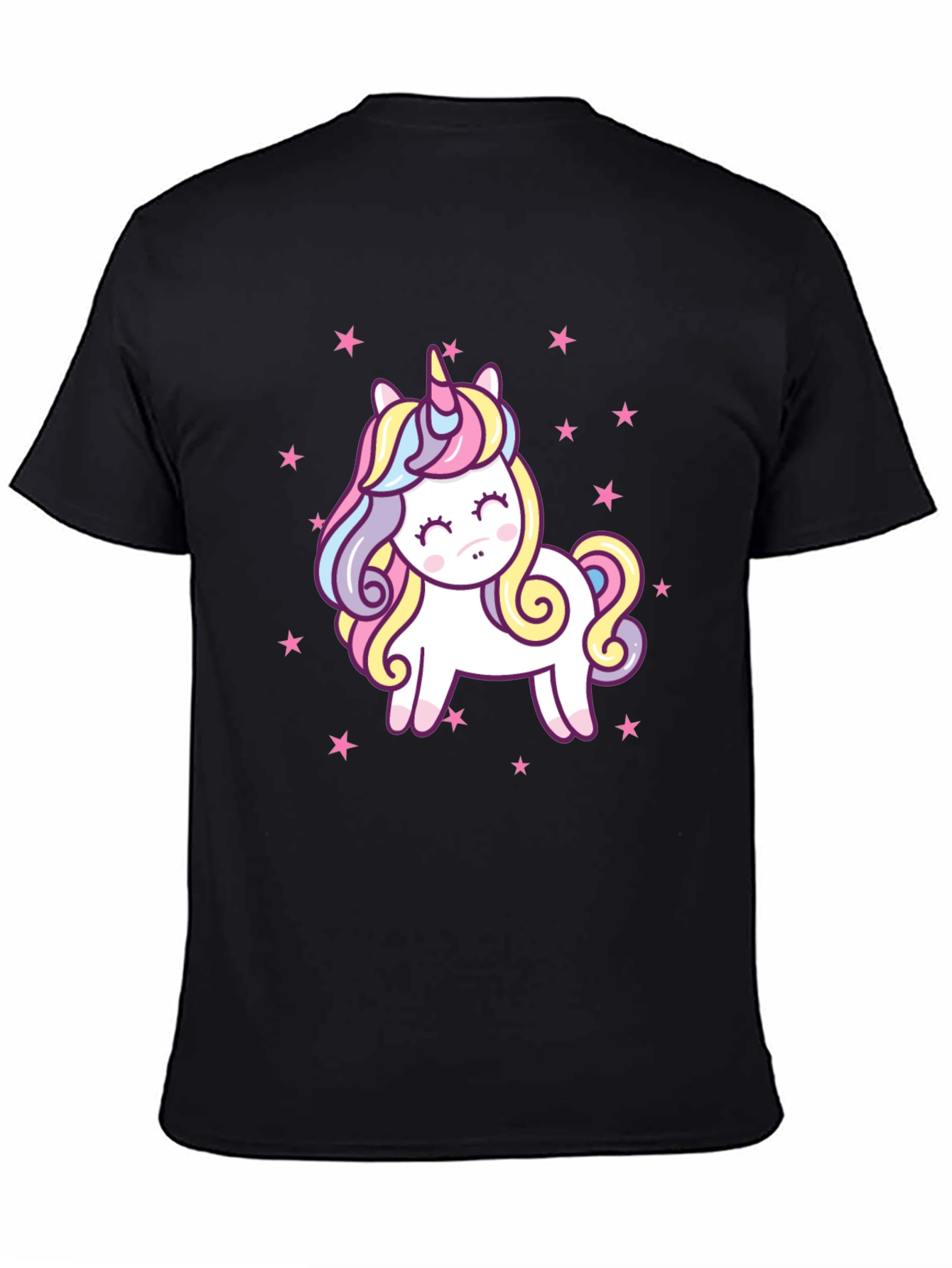 Black Unicorn Star Graphic Black T-Shirt view 4