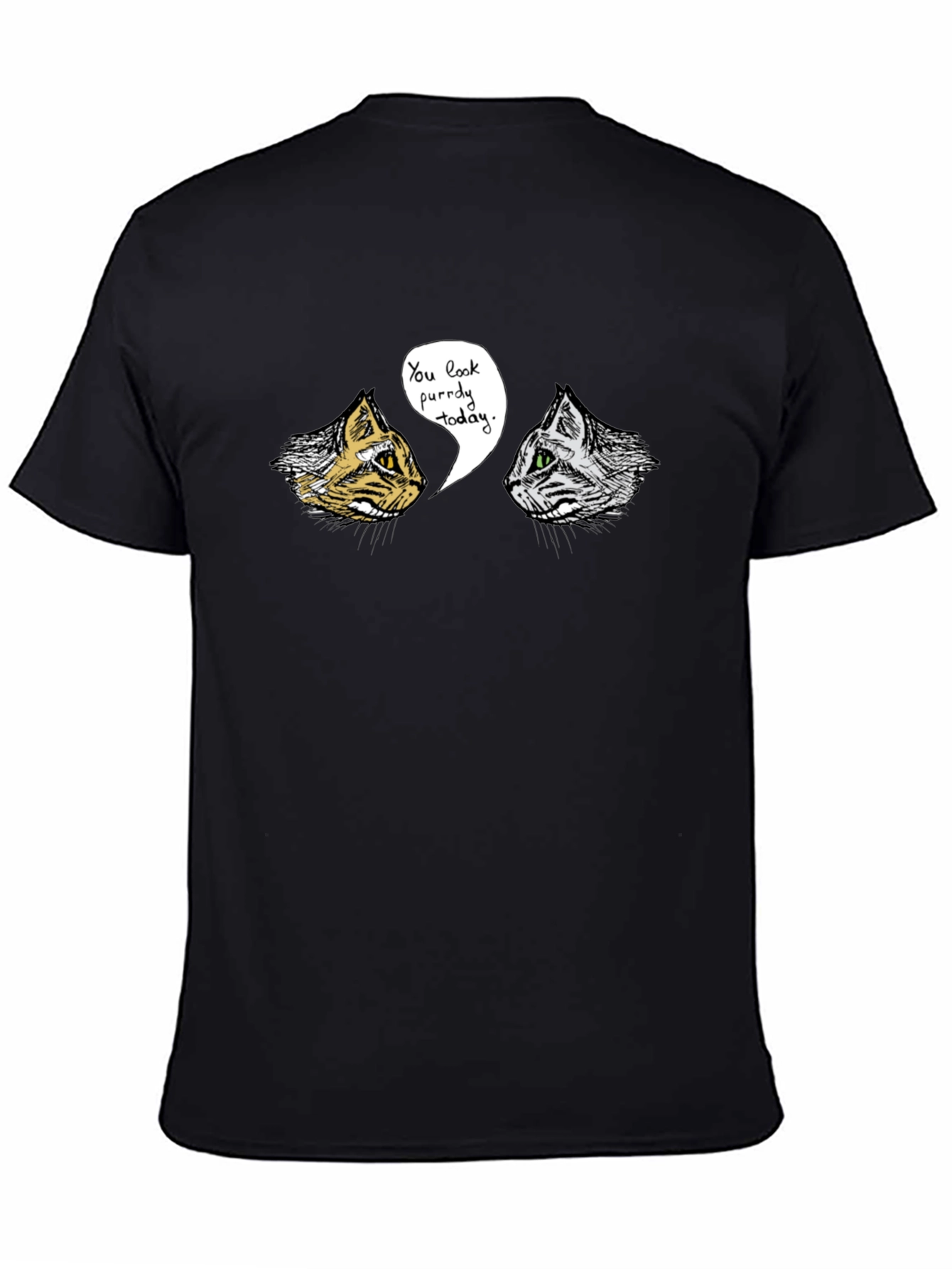 Black Purr-fectly Funny Cat Graphic T-Shirt view 4