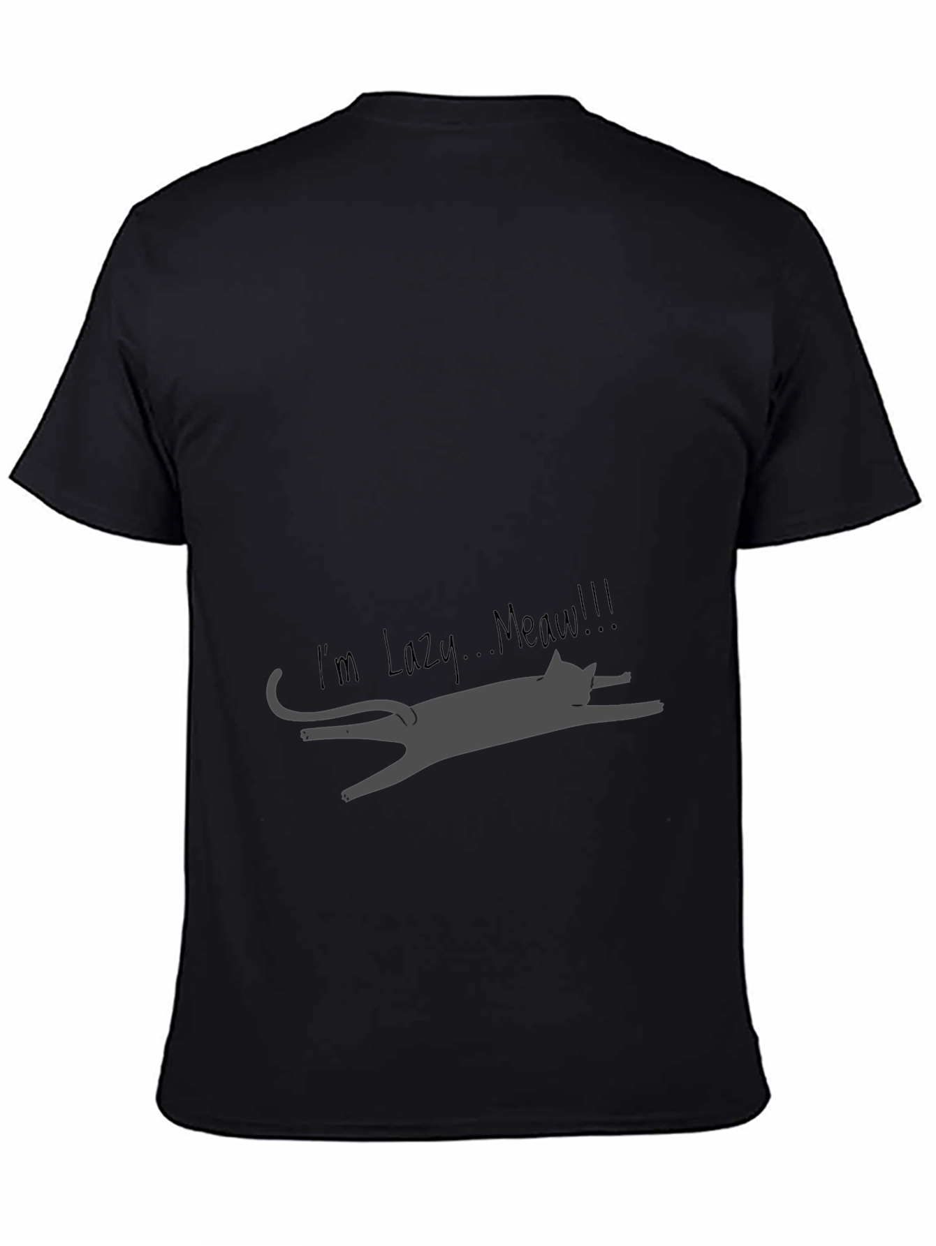 Black Lazy Cat Graphic Tee - Soft Cotton Blend, Unisex Fit view 4