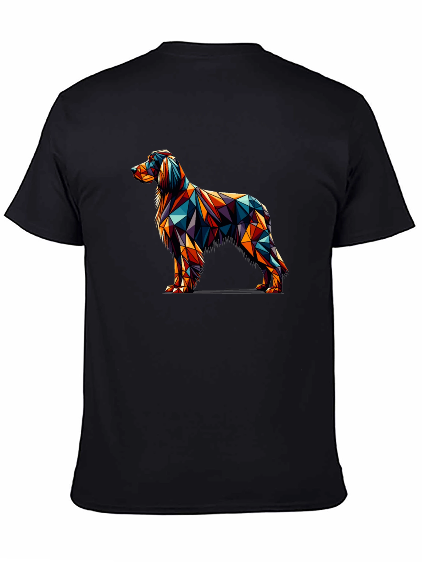 Black Geometric Dog Graphic Tee - Modern Art Shirt view 4