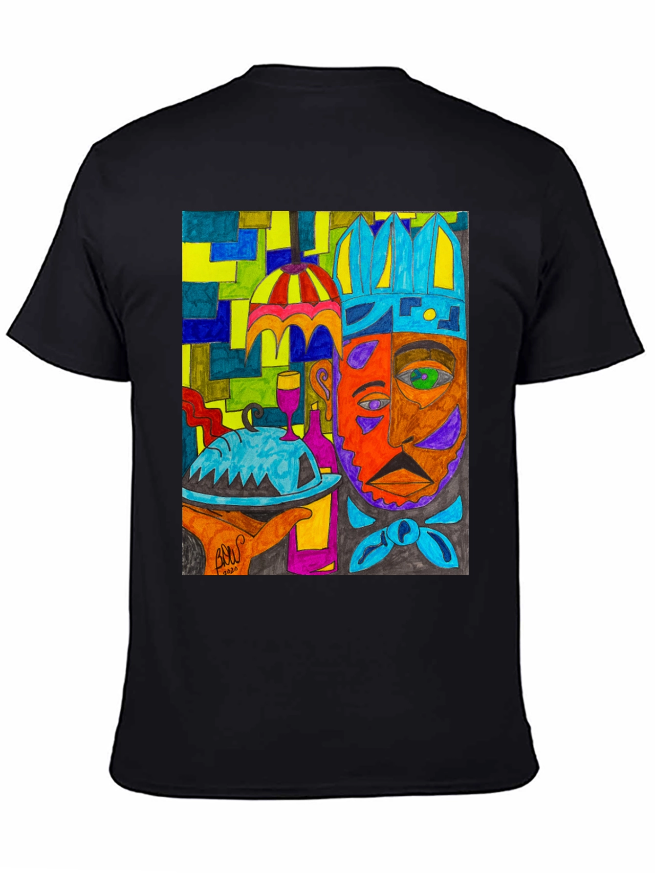 Black Artistic Graphic Print Men's Tee - Abstract Chef view 4