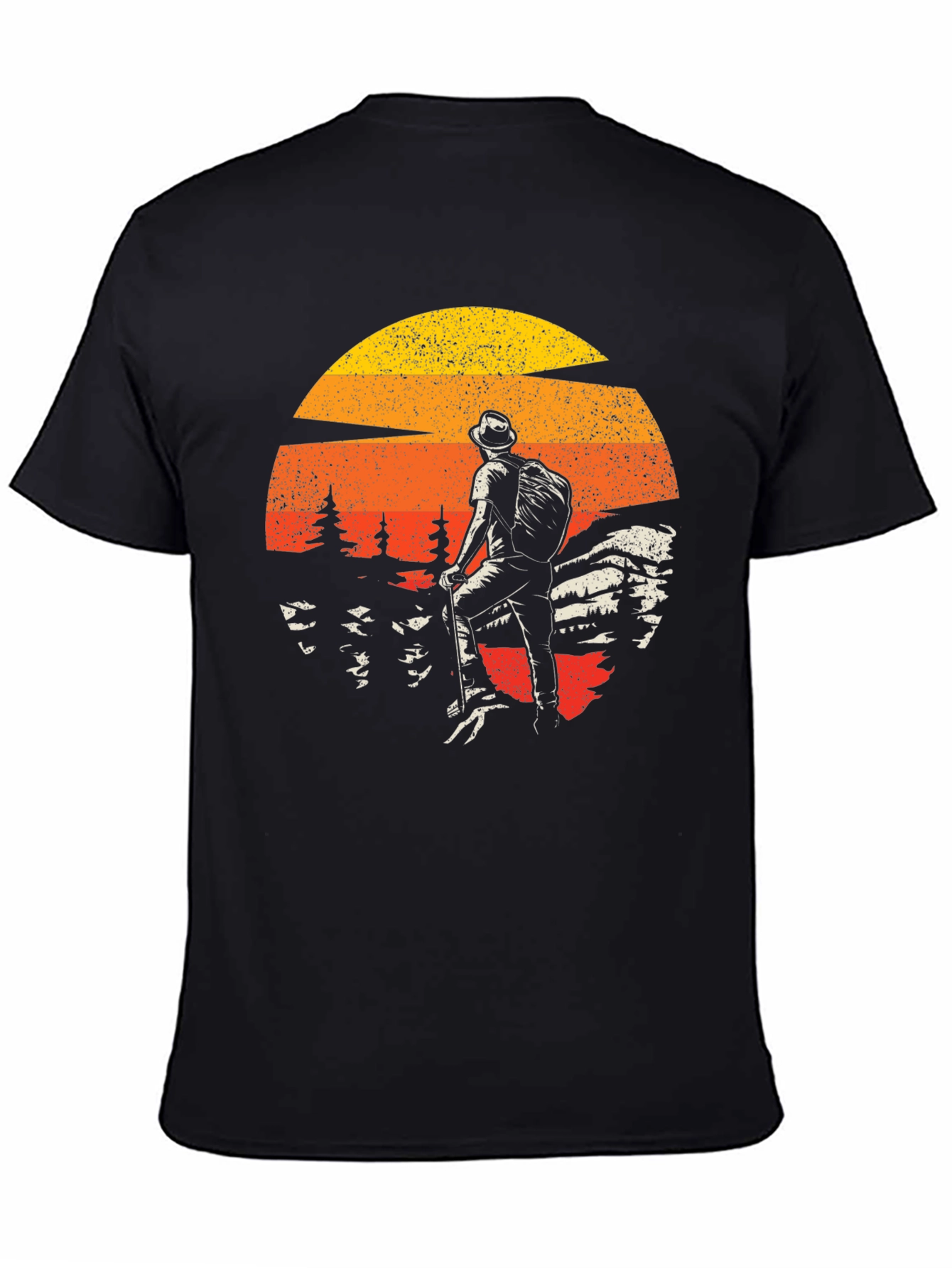 Black Retro Hiker Graphic Tee - Adventure Awaits view 4