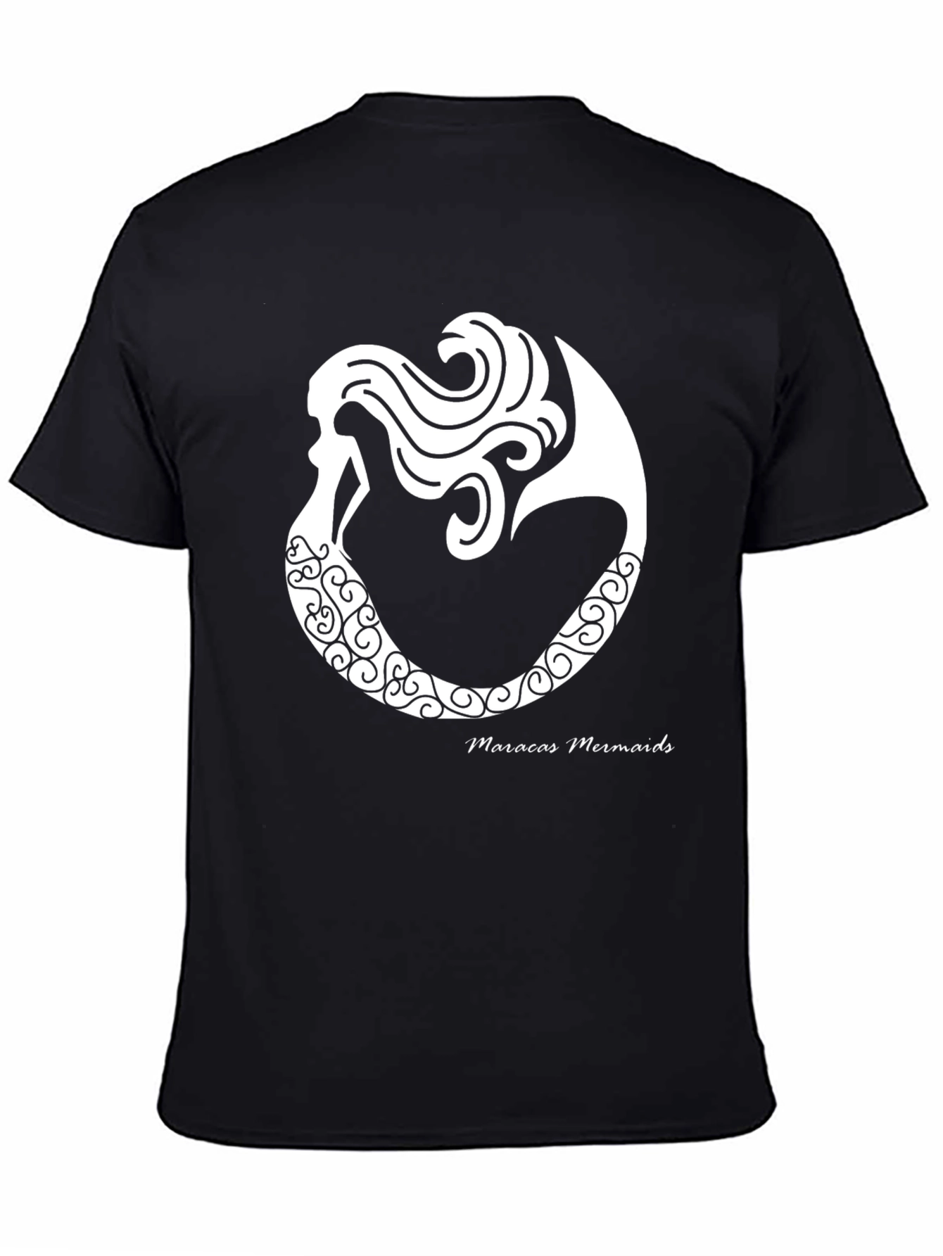 Black Maracas Mermaids Graphic Tee - Black Cotton T-Shirt view 4