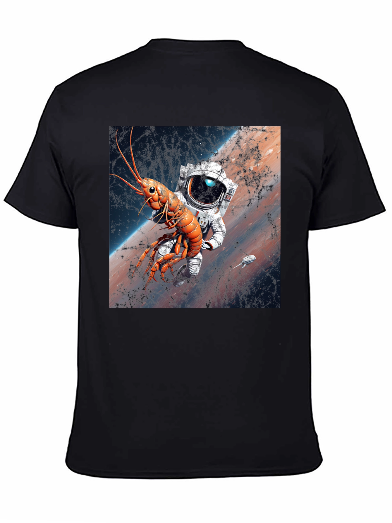 Black Space Lobster Astronaut T-Shirt view 4
