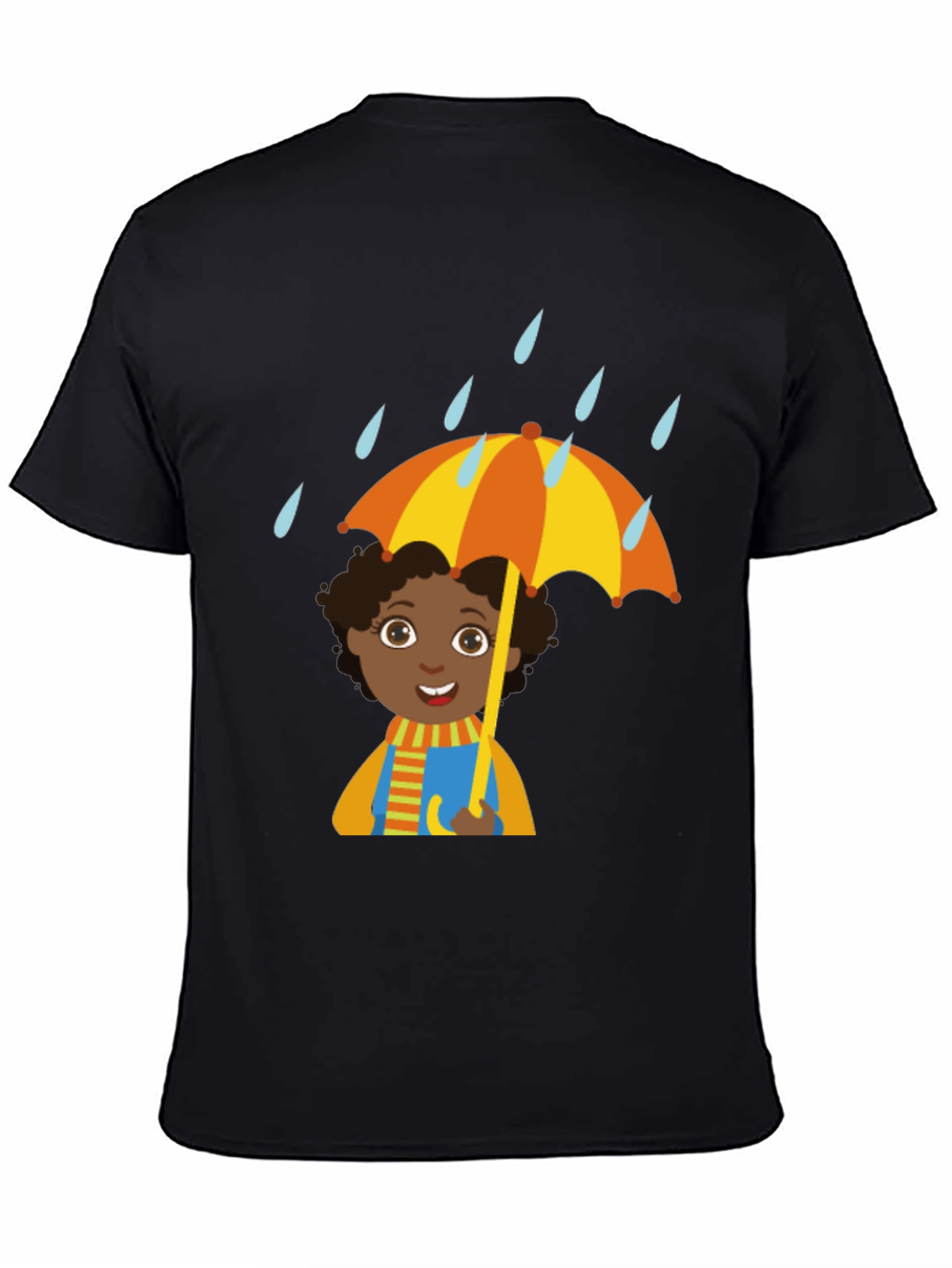 Black Rainy Day Cartoon T-Shirt view 4