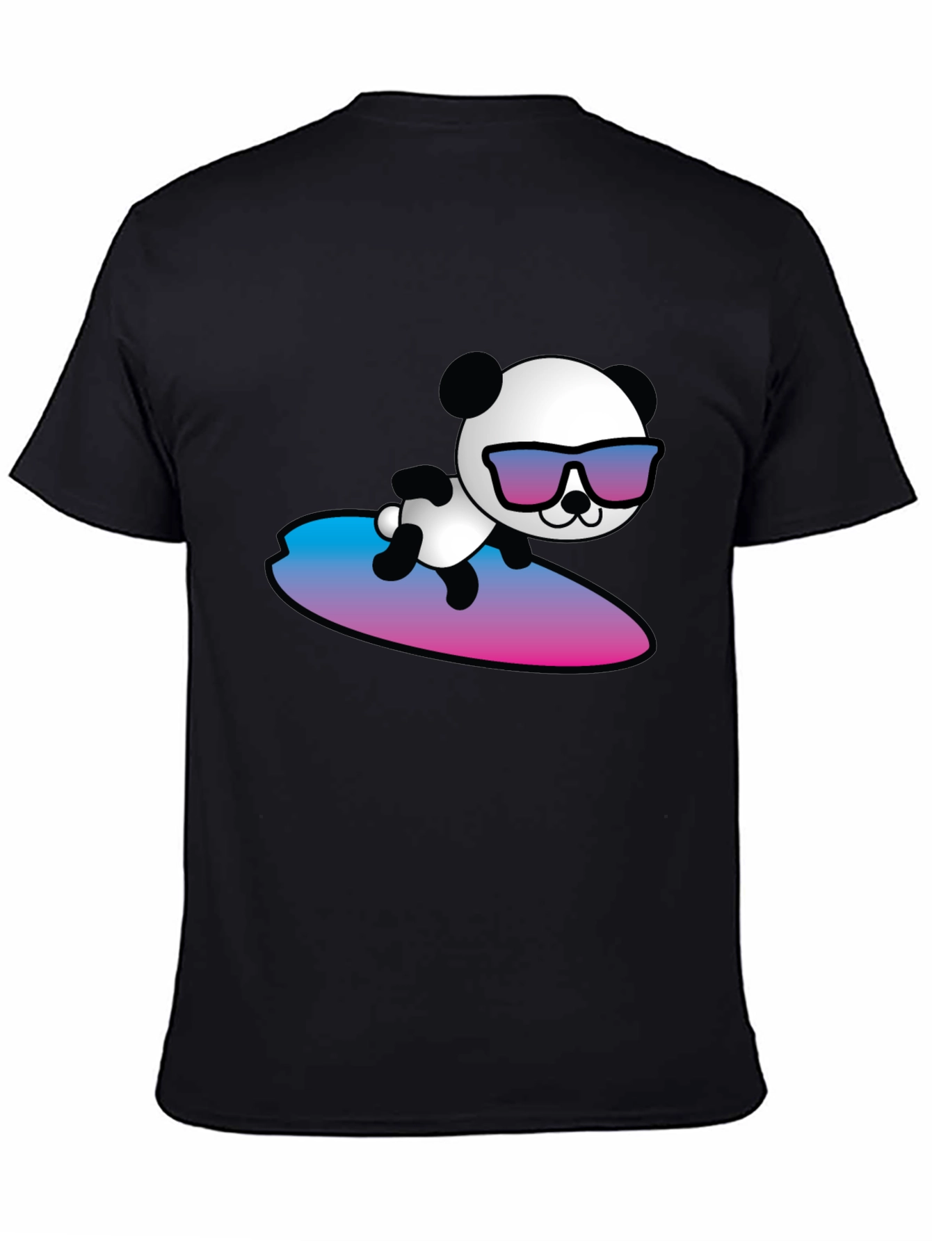Black Surfing Panda T-Shirt - Cool Graphic Tee view 4
