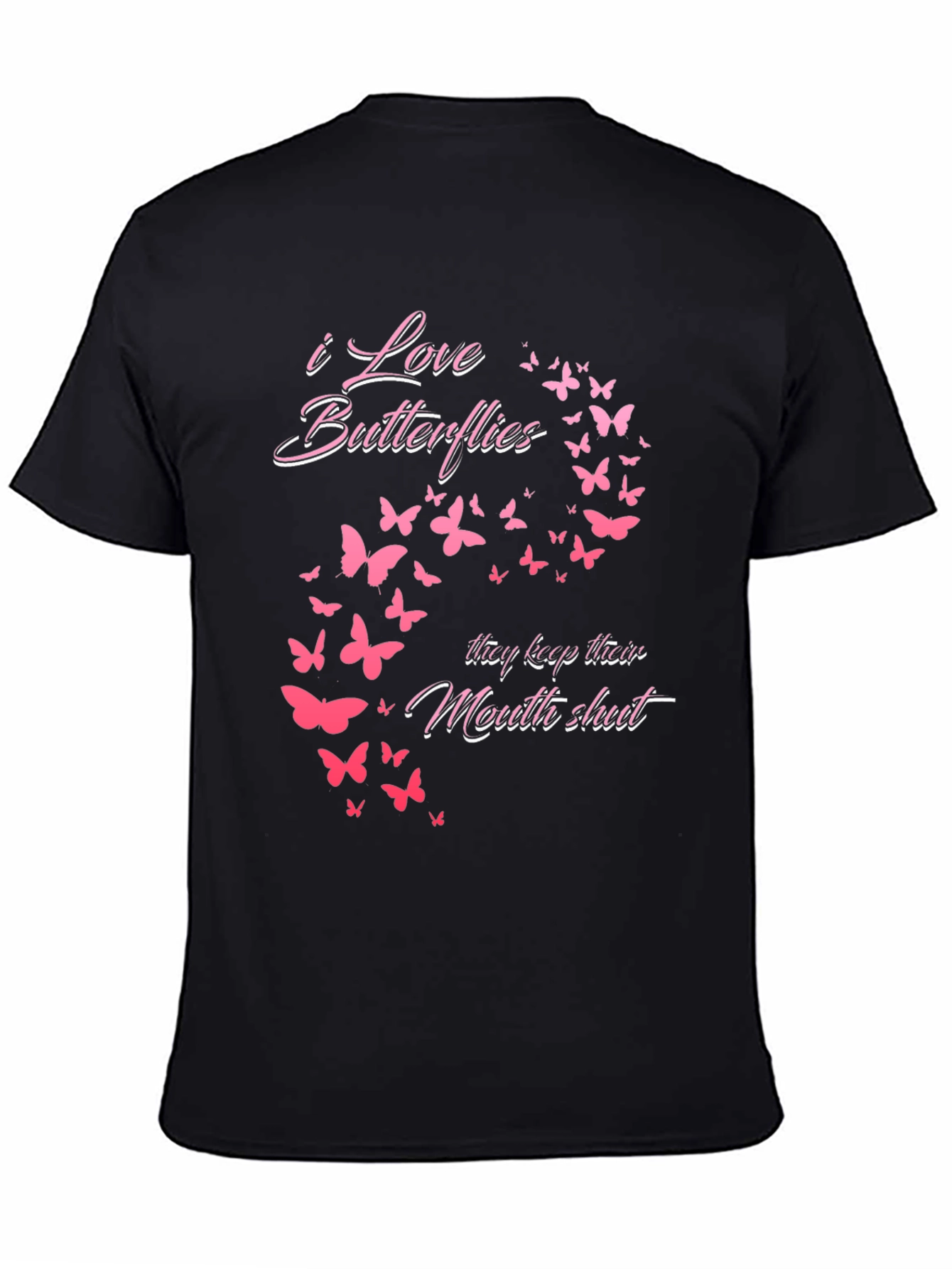 Black I Love Butterflies Graphic Tee - Black view 4