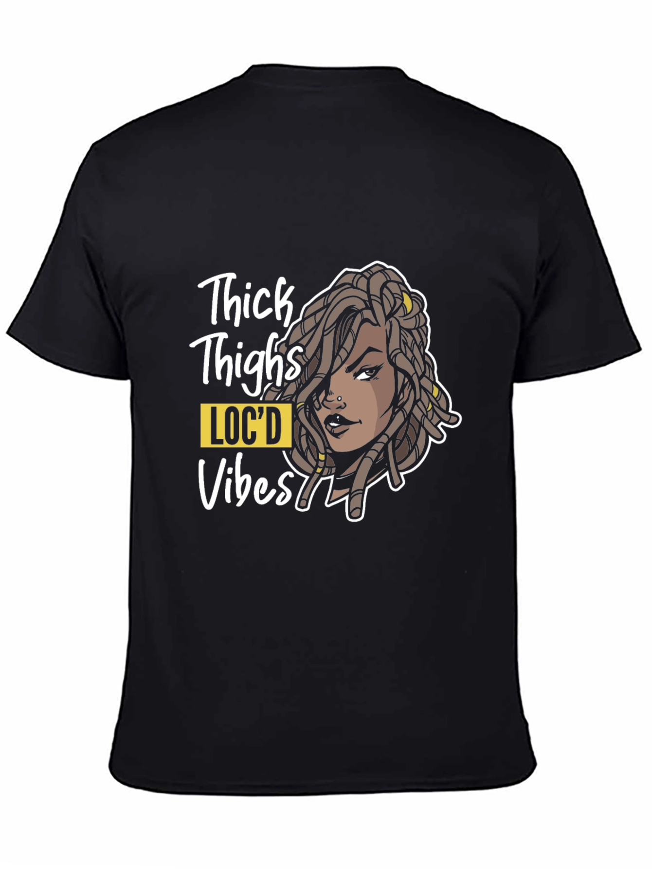 Black Thick Thighs Loc'd Vibes Graphic Tee view 4