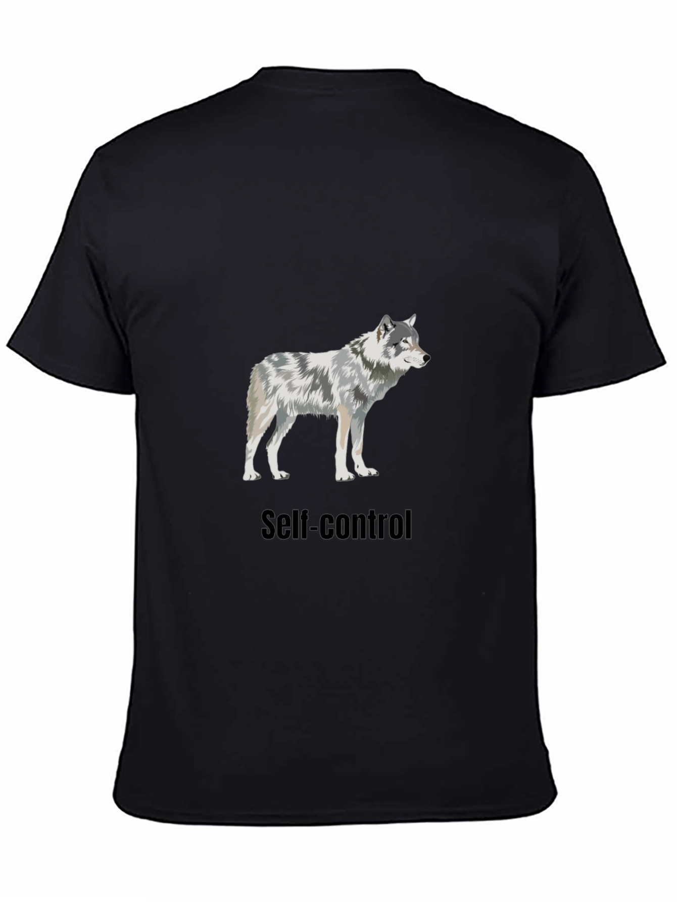 Black Self-Control Wolf Graphic T-Shirt view 4