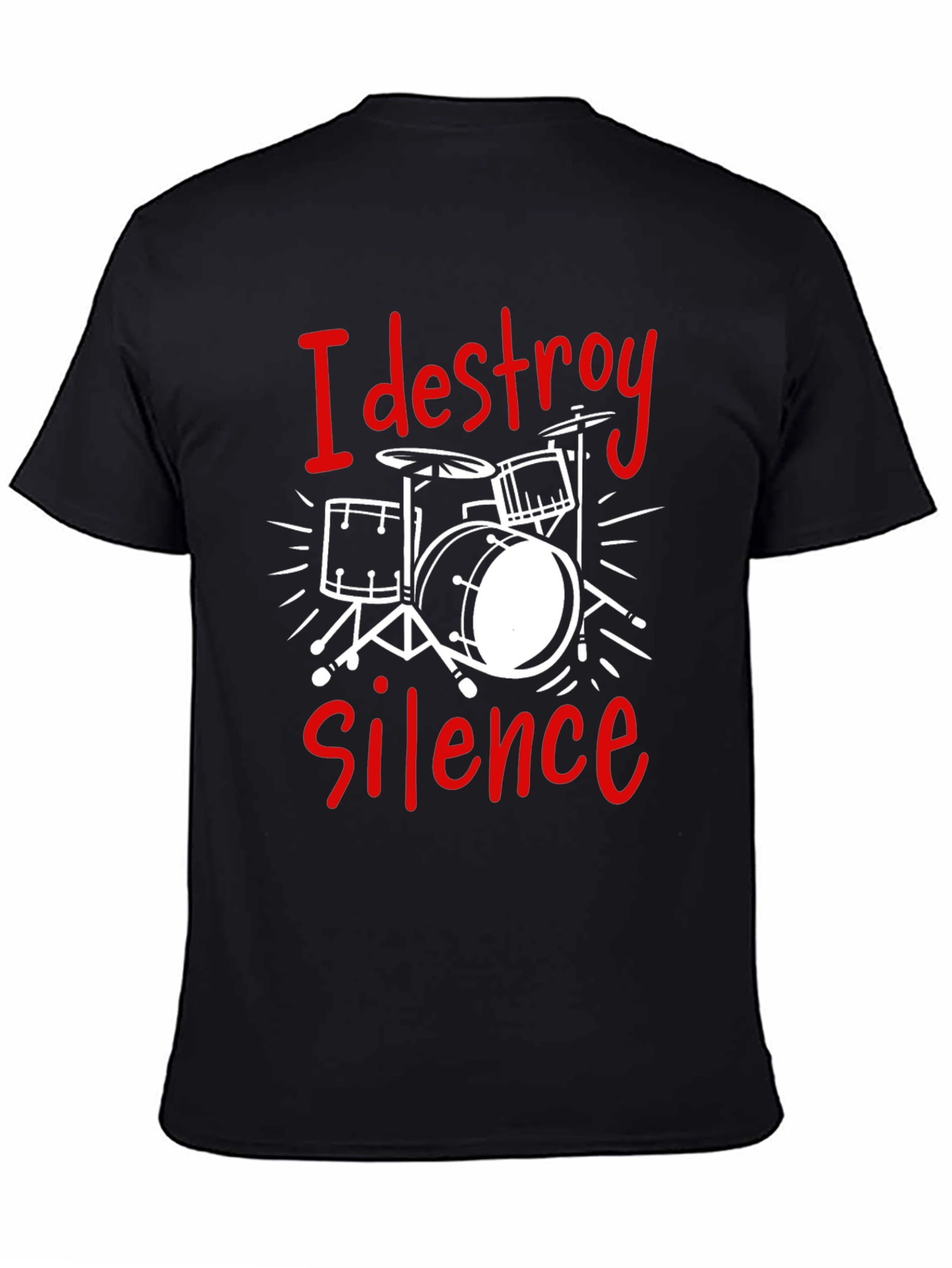 Black I Destroy Silence Drummer Tee view 4