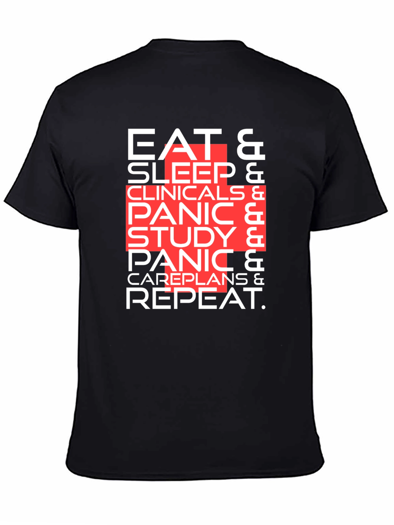 Black Eat Sleep Clinicals Funny Nurse T-Shirt view 4