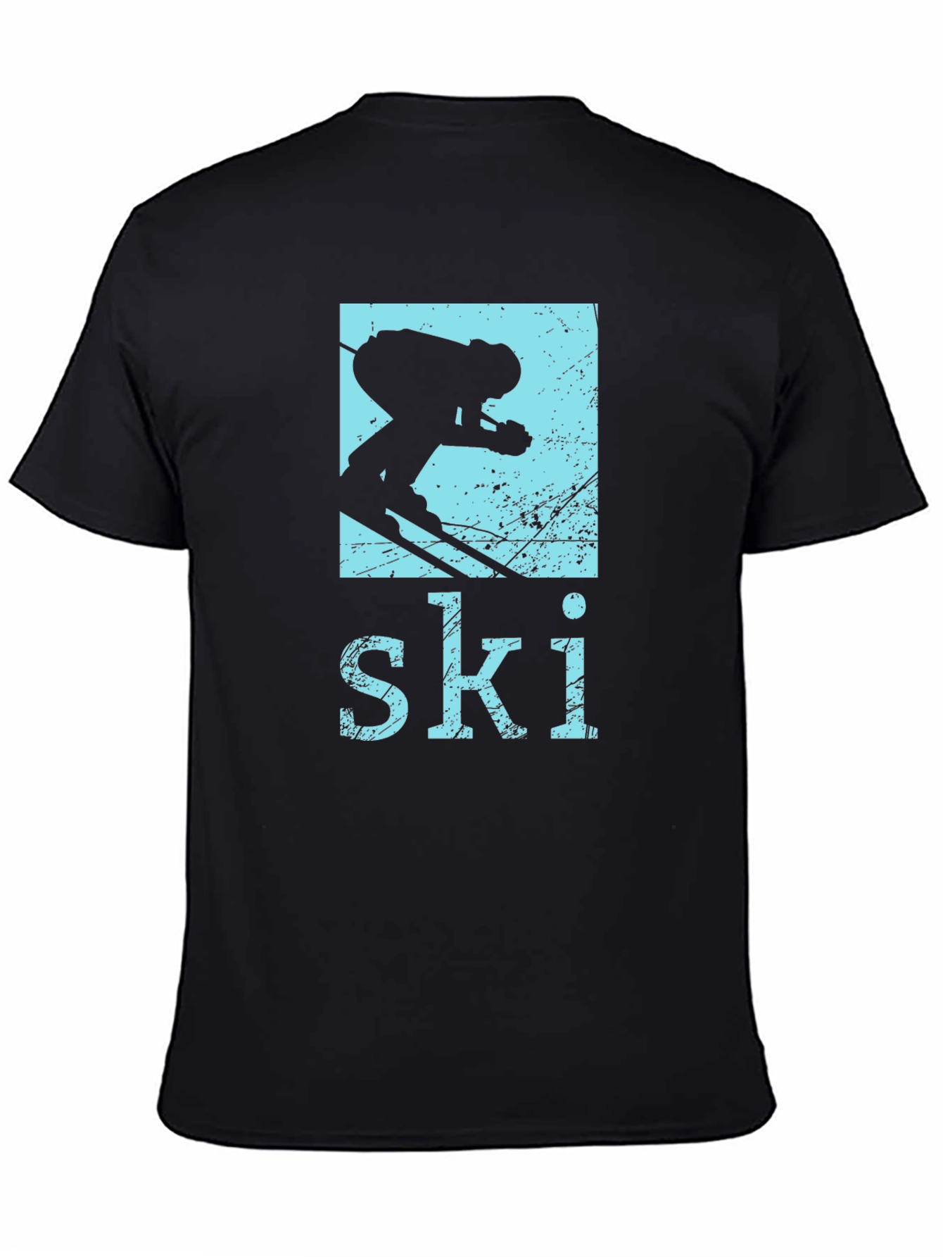 Black Retro Ski T-Shirt - Vintage Skiing Design view 4