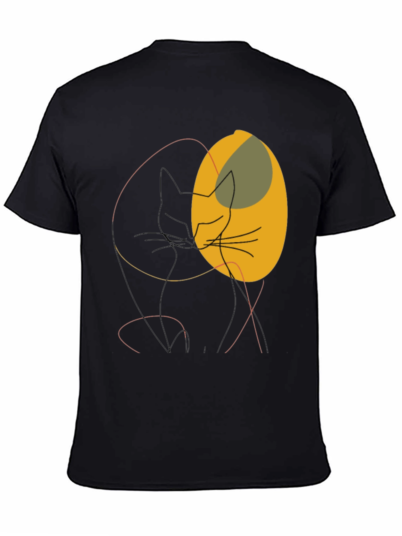 Black Abstract Cat Graphic Tee - Modern Minimalist Design view 4