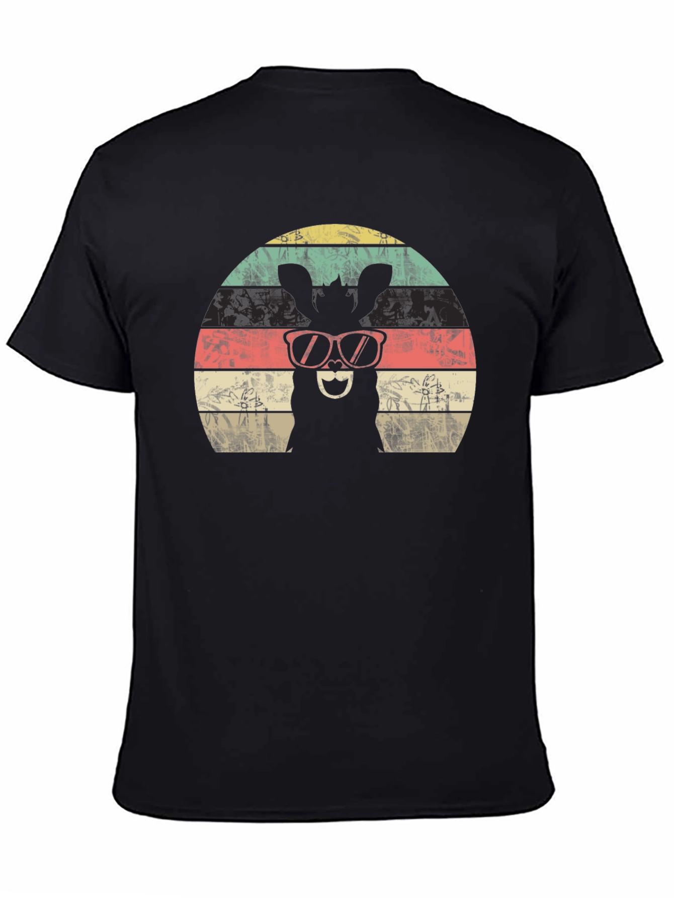 Black Cool Donkey Retro Sunset T-Shirt view 4